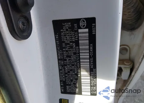 2007 Toyota Camry Le из США, поврежденный, VIN 4T1BE46KX7U701606